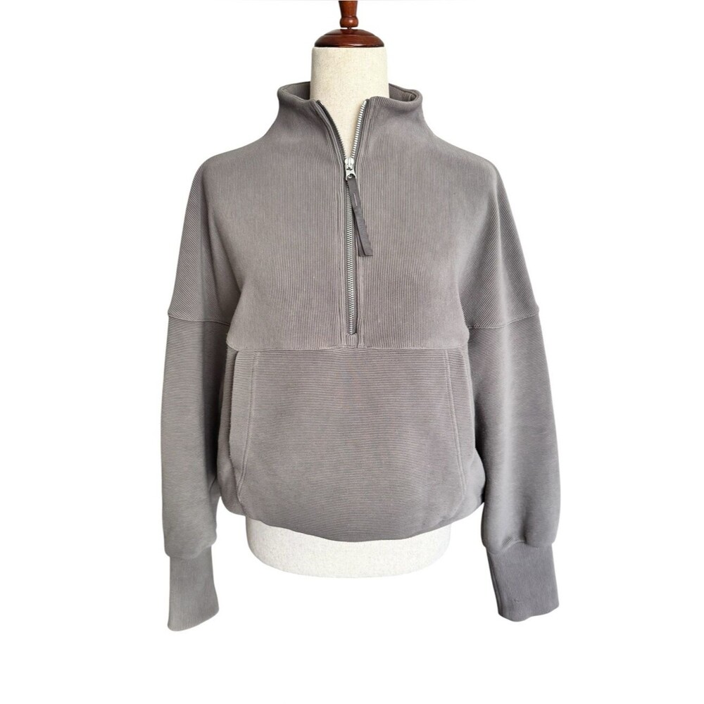 Varley Acadia Half-Zip Ribbed Pullover in Slate Gray - Picture 2 of 5